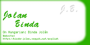 jolan binda business card